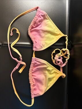 Gradient Pink to Yellow Triangle Bikini Top